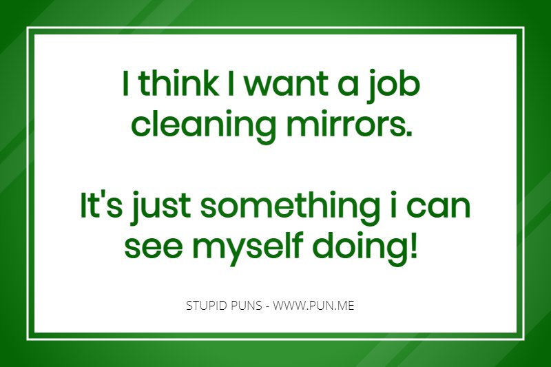 Stupid pun about a job cleaning mirrors.